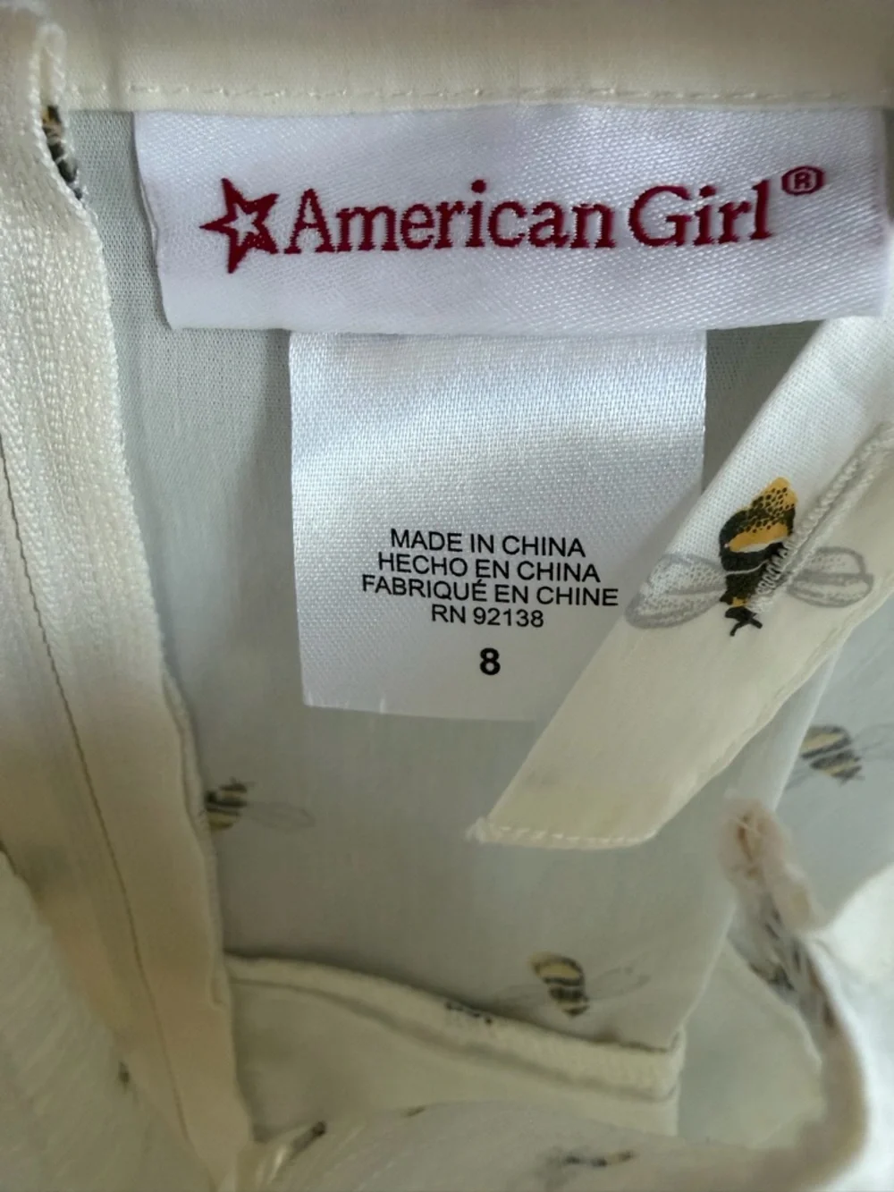 American Girl | Blaire Wilson Garden Bee Cotton Sundress with Buttons & Bow | 8